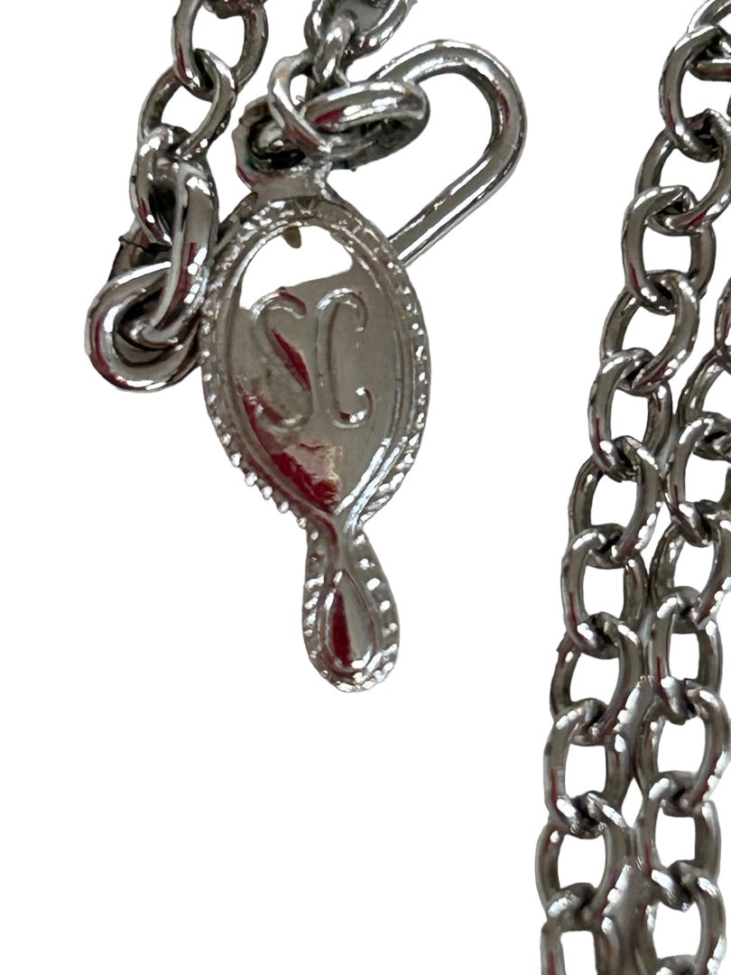 Signed Sarah Coventry Silvertone Tassel Pendant Necklace 24" Chain