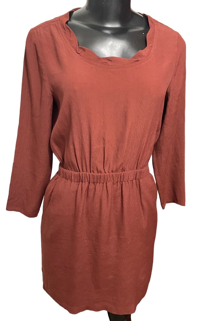 Size 0 Madewell Broadway & Broome Elastic Waist Dress Brown Pockets