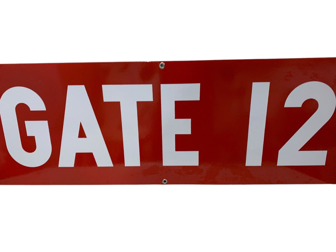 Vintage Porcelain on Metal Sign "Gate 12" 35.5 x 12 Inch Heavy Gauge
