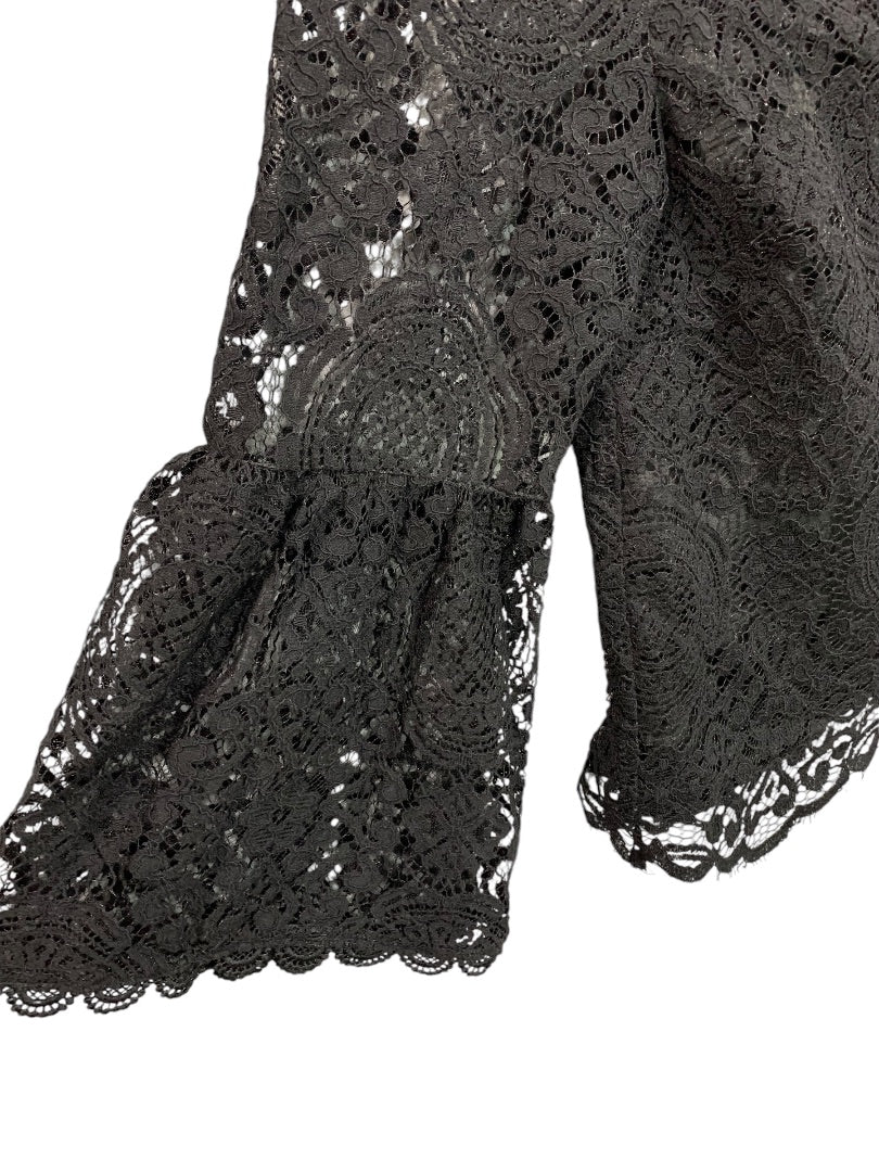 XS BB Dakota Womens Black Lace Shirt Lined Bodice Blouse
