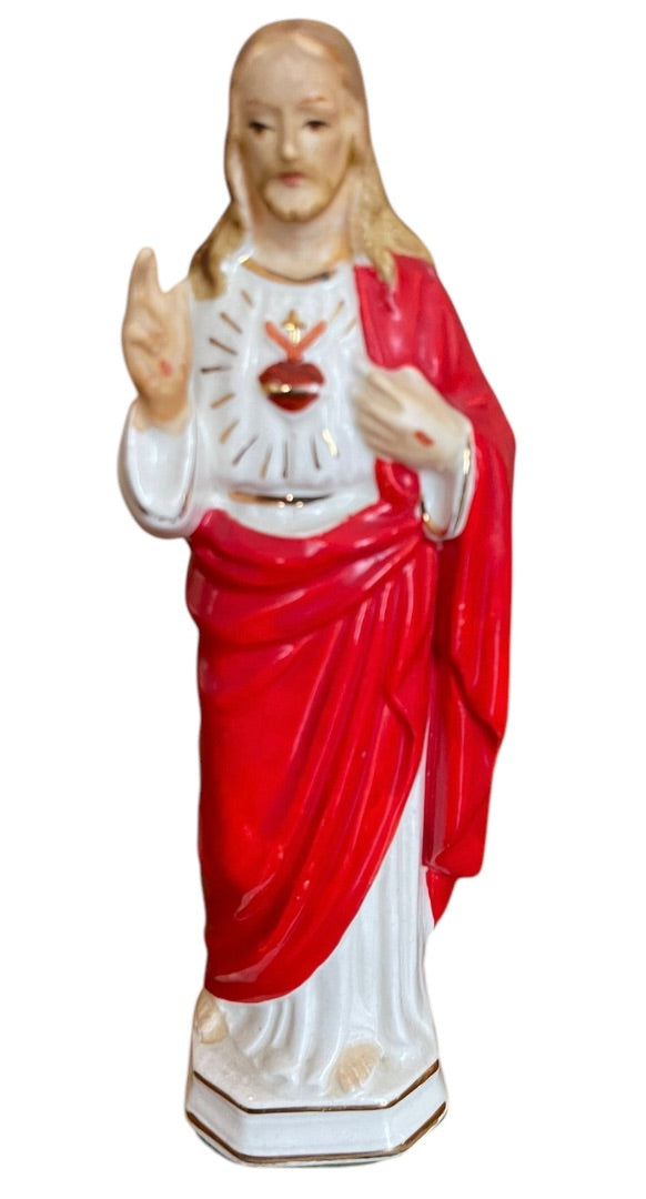 Vintage Sacred Heart of Jesus 6 Inch Figurine Ceramic