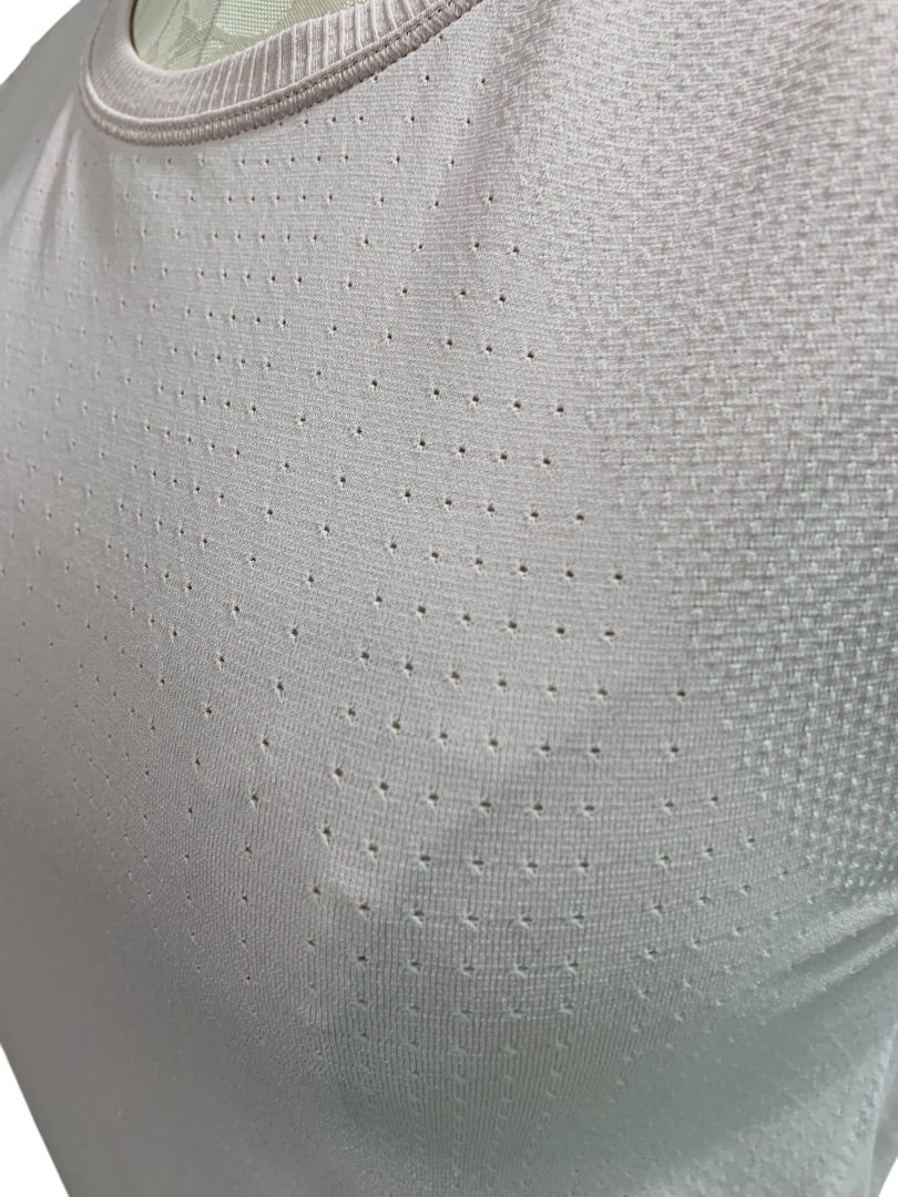 Medium Womens Blush Pink Activewear Tank Perforated Banded Hem