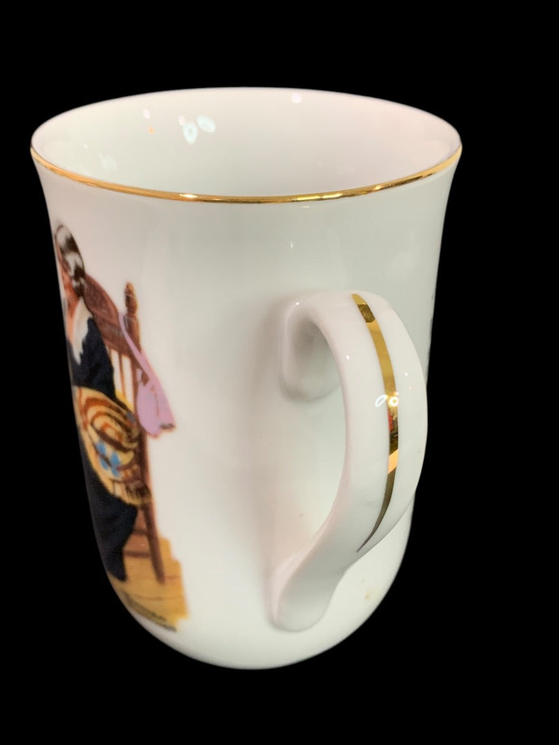 1982 Norman Rockwell Museum Collection Mug Gold Trim "Memories"