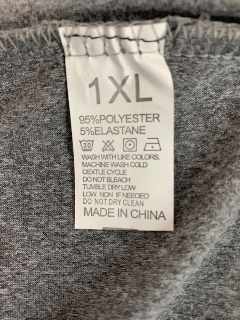 1XL New Womens Unbranded Gray Heathered Tshirt V-Neck Short Sleeve