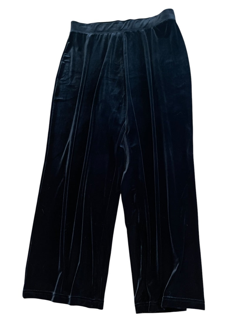 1XP Susan Graver Petite Elastic Waist Pants Black Velour Pull On