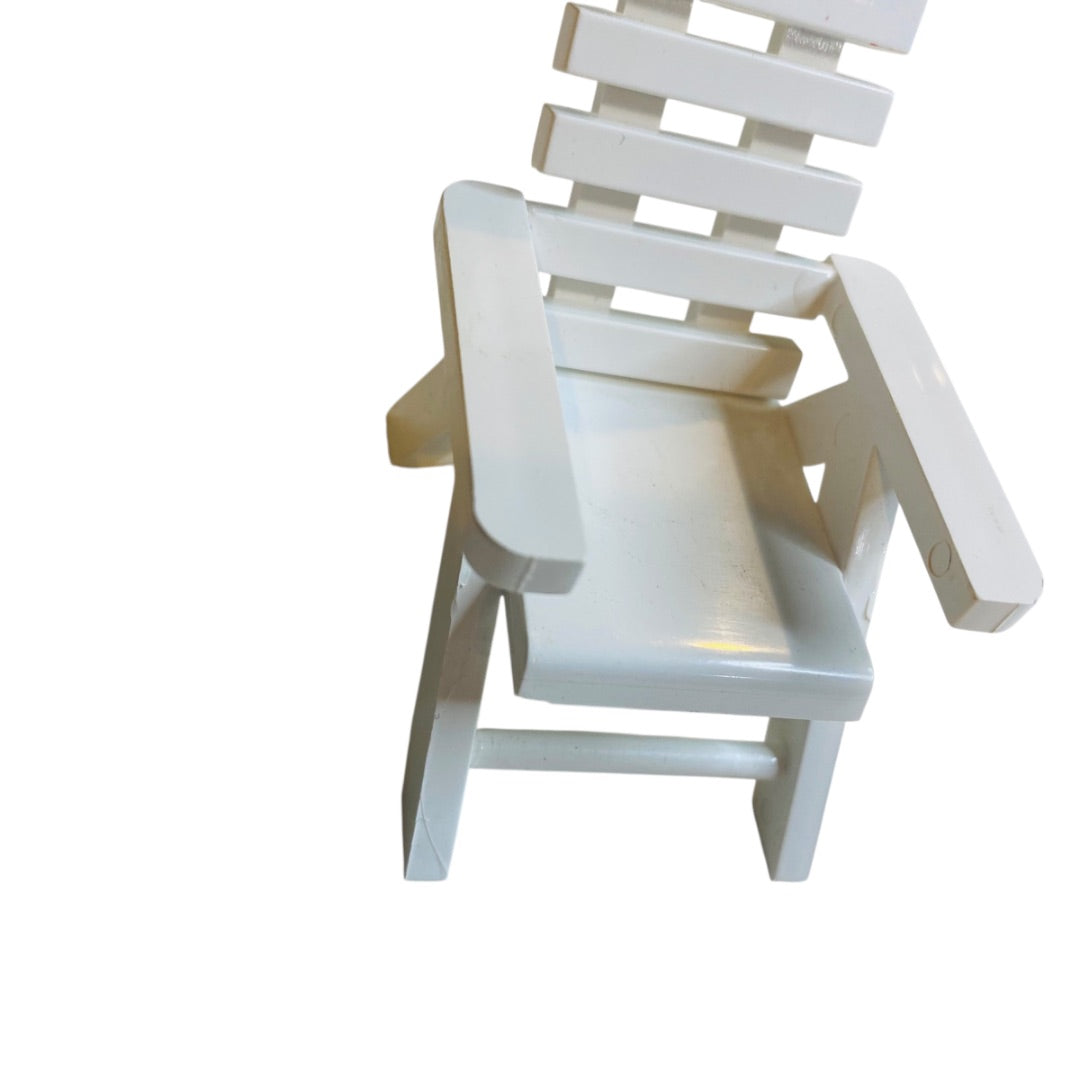 White Acrylic Chair Miniature Dollhouse Outdoor Patio 3 Inch 1:12 Scale