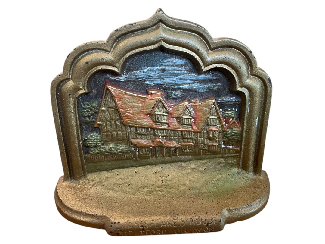 Antique Shakespeare's Stratford On Avon Bookends Bronze