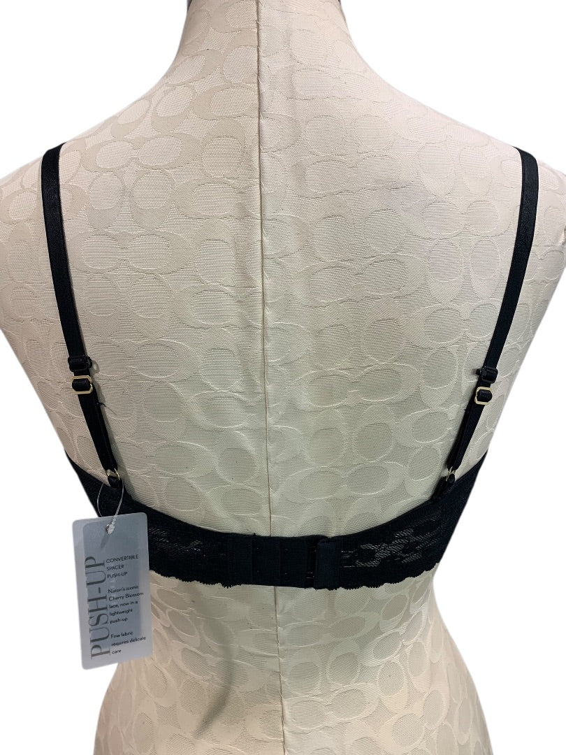 32DD Natori New Cherry Blossom Bra Black Underwire Push-Up