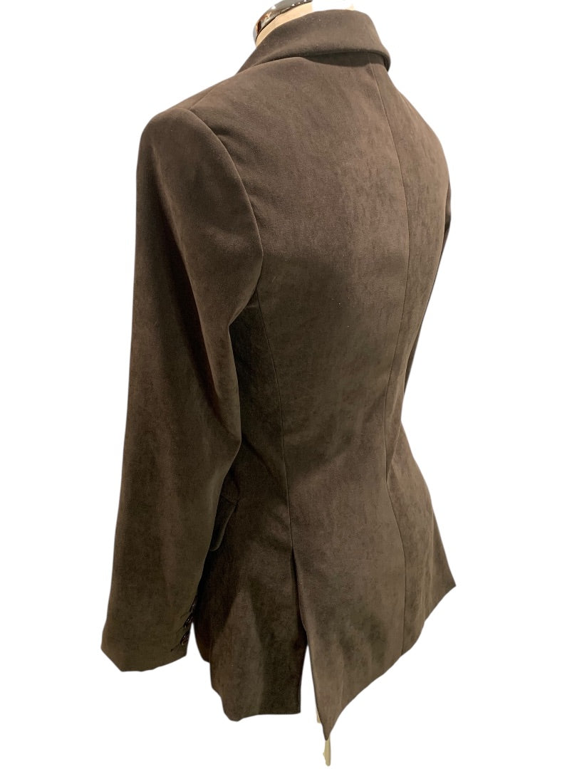 Size 4 Toy Girl Womens Brown Microfiber Blazer Jacket Lined Italy