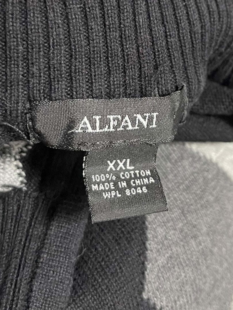 XXL Alfani Arglye 3/4 Zip Long Sleeve Men's Sweater Black & Gray