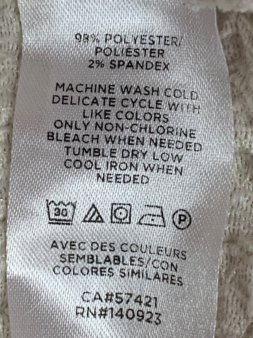 XS Loft Womens Ivory Pucker Stretch Long Sleeve Pullover Shirt Top Oversize