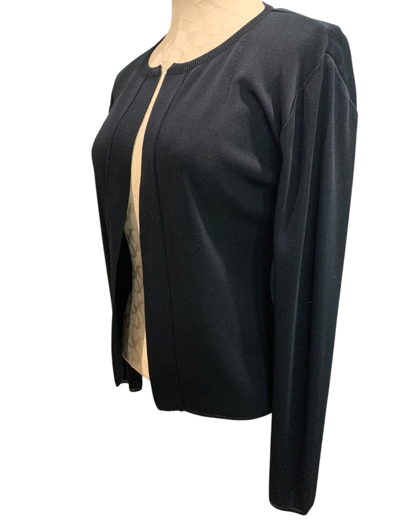 Small Asahi Kasei Womens Black Open Lightweight Cardigan Sweater Japan