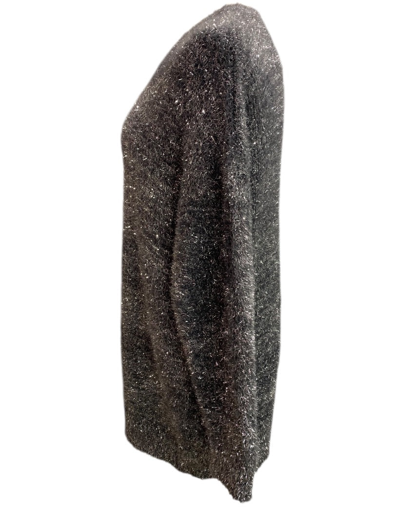 XS by Anthropologie New Eyelash Knit Mini Dress Sweater Silver Gray