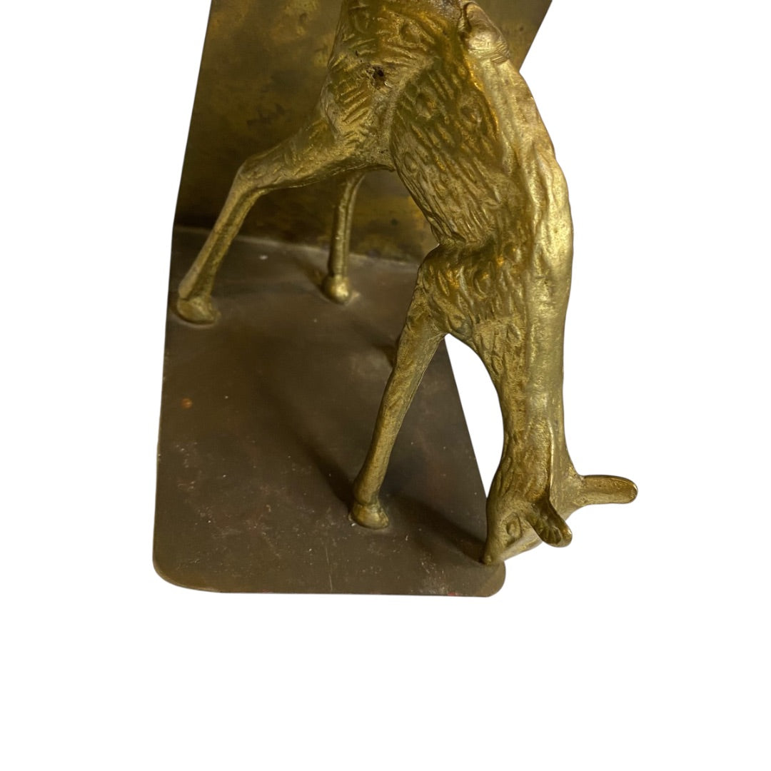 Vintage Brass Deer Bookends Buck and Doe Bookends Book Support Brackets