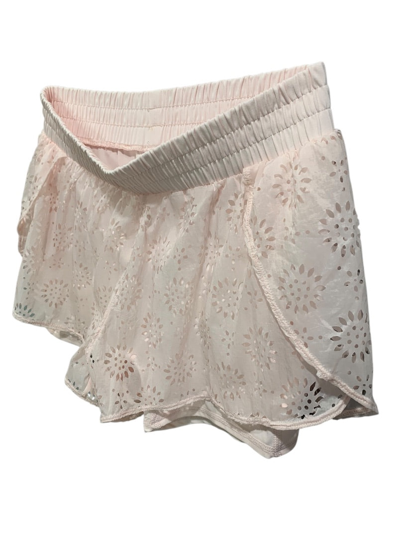 Medium Aerie Womens New Lasercut Shorts Pink Pull On