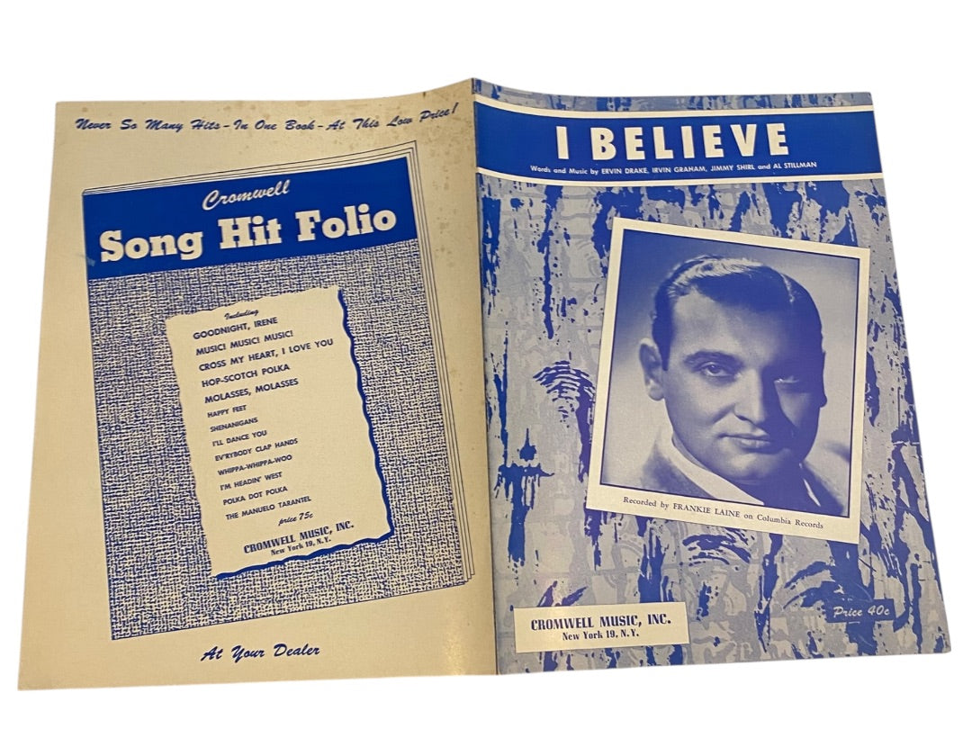 1953 Sheet Music I Believe by Ervin Drake Frankie Laine Cromwell Music
