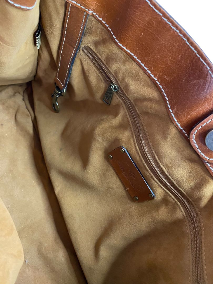 Patricia Nash Olivenza Brown Smooth Leather Tote Shoulder Bag