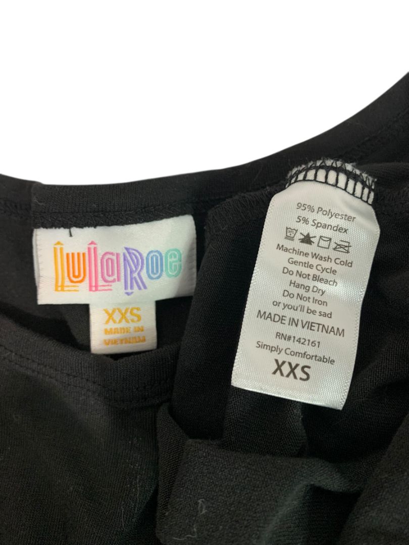 Size XXS LulaRoe Black Carly Dress Hi Lo Hem Tshirt Short Sleeve