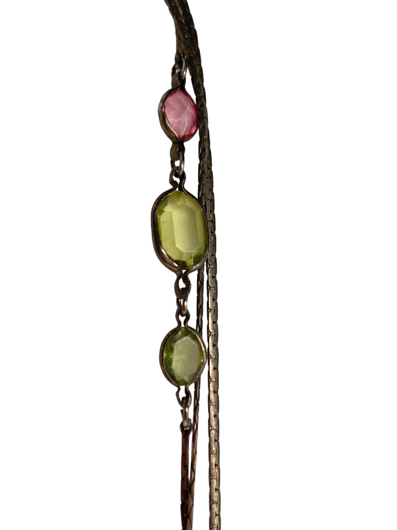 Multistrand Strand Tiered Beaded Statement 28" Necklace Multi-Color Stones
