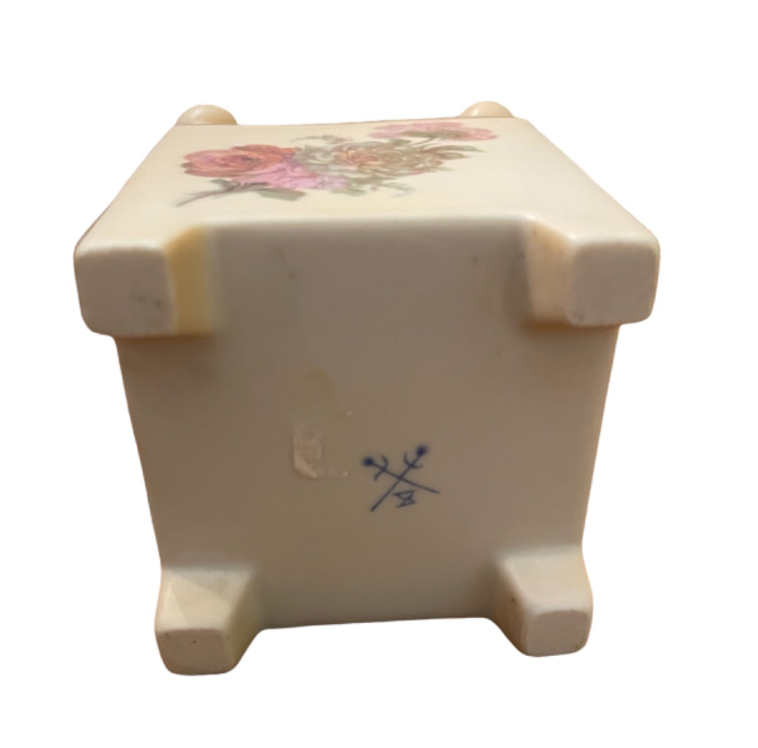 19th Century Floral Faience Bough Pot 2.75" W x 4"h Stamped