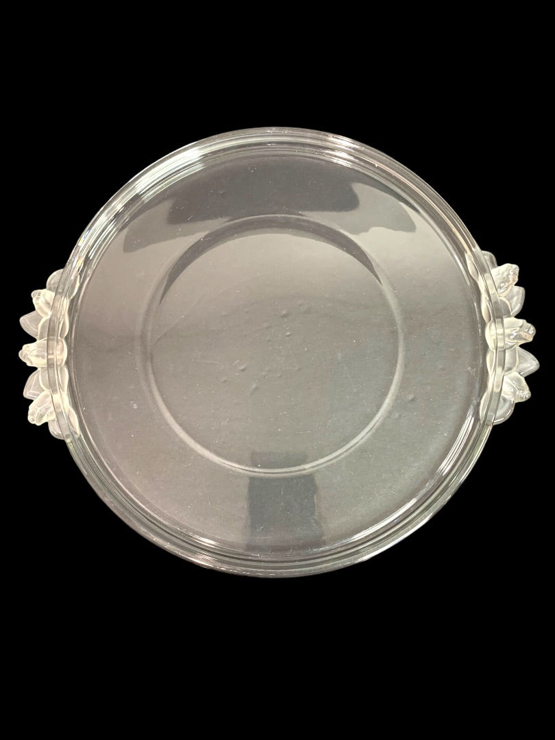 Mikasa Vintage 11 Inch Cake Plate Rosebud Satin Glass Handled