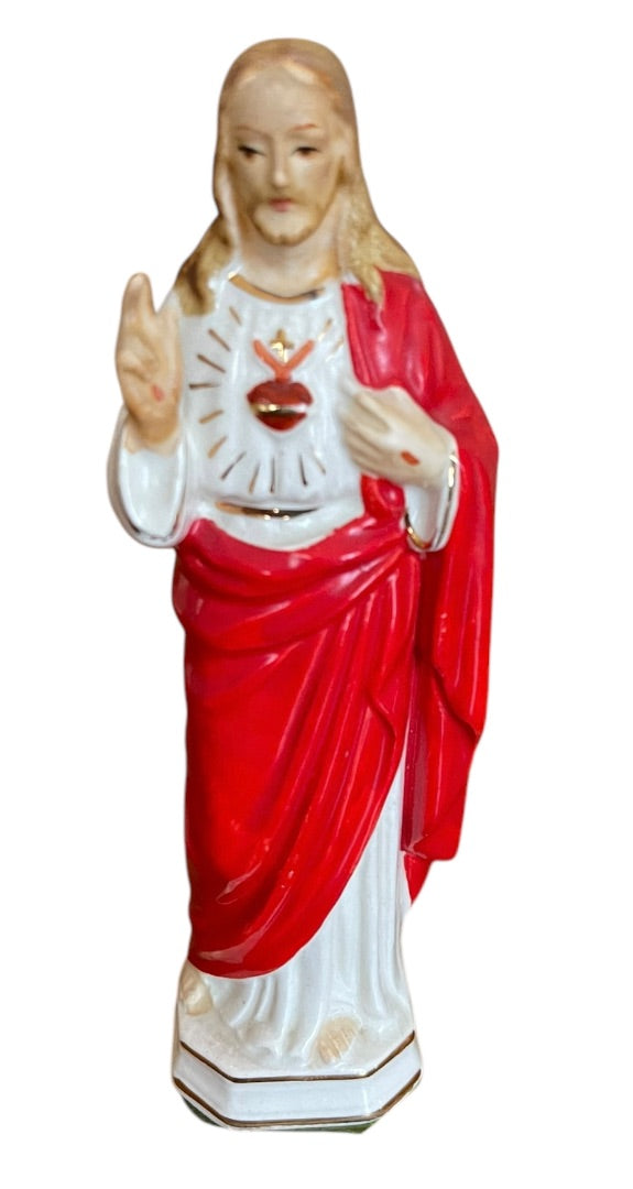 Vintage Sacred Heart of Jesus 6 Inch Figurine Ceramic