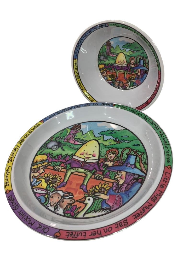 Childrens Melamine Bowl and Plate Nursery Rhymes Winterthur