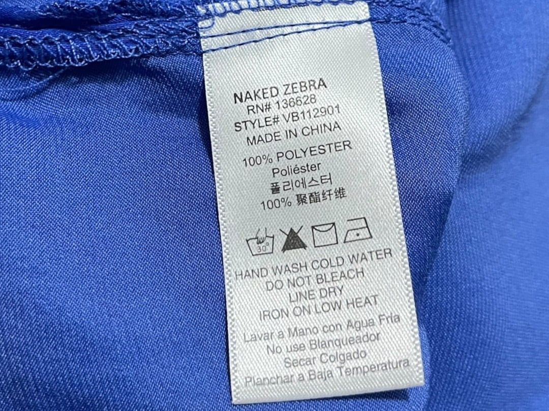 Small Naked Zebra Roll Tab Sleeve Womens Blouse Top Royal Blue