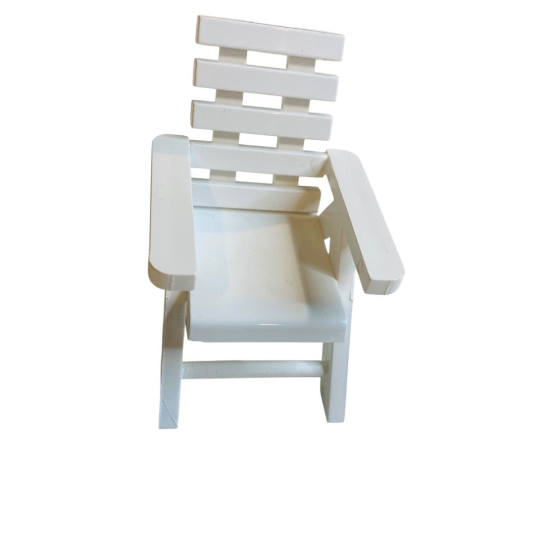 White Acrylic Chair Miniature Dollhouse Outdoor Patio 3 Inch 1:12 Scale