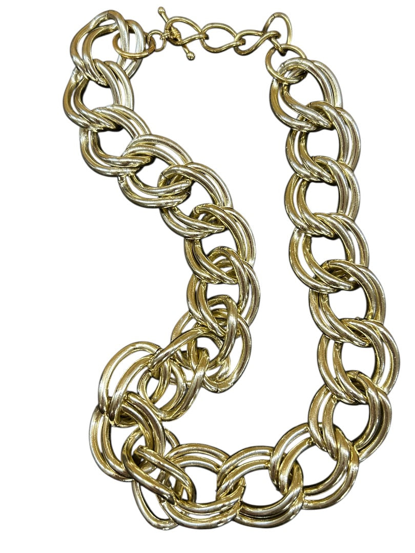 Goldtone Chunky Statement Chain Necklace 18-20 Inches Toggle Clasp