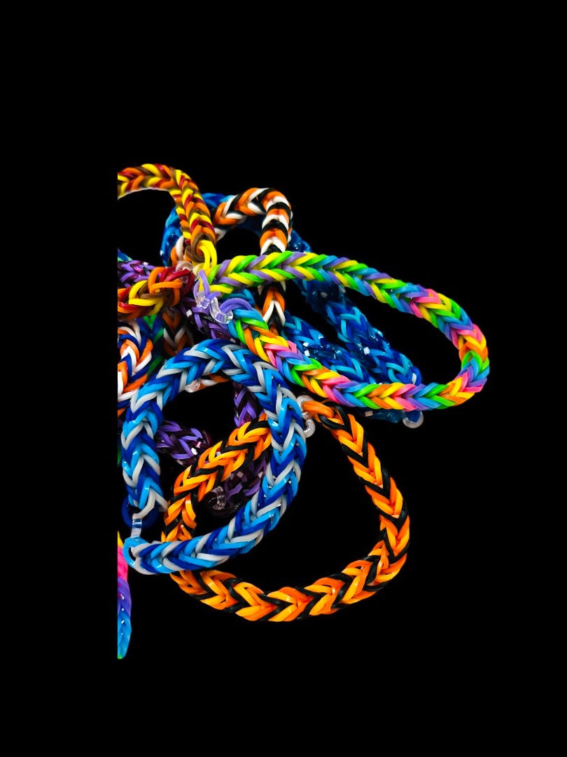 Set of 11 Rubberband Bracelets Rainbow Loom Assorted Sizes