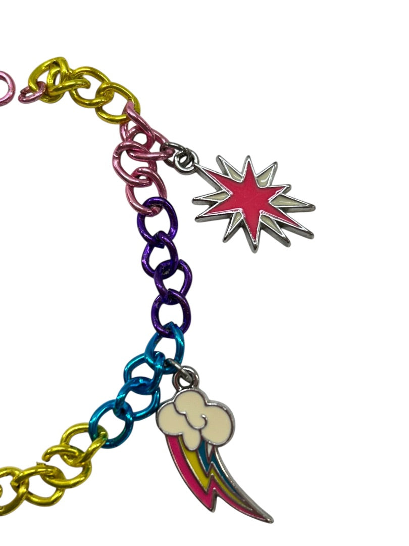 Multicolor Charm Bracelet 7.25 Inch Lobster Clasp Butterfly Cloud Star