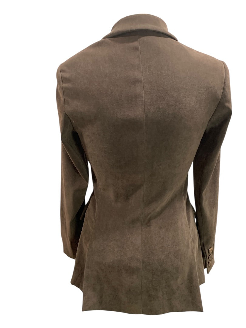 Size 4 Toy Girl Womens Brown Microfiber Blazer Jacket Lined Italy