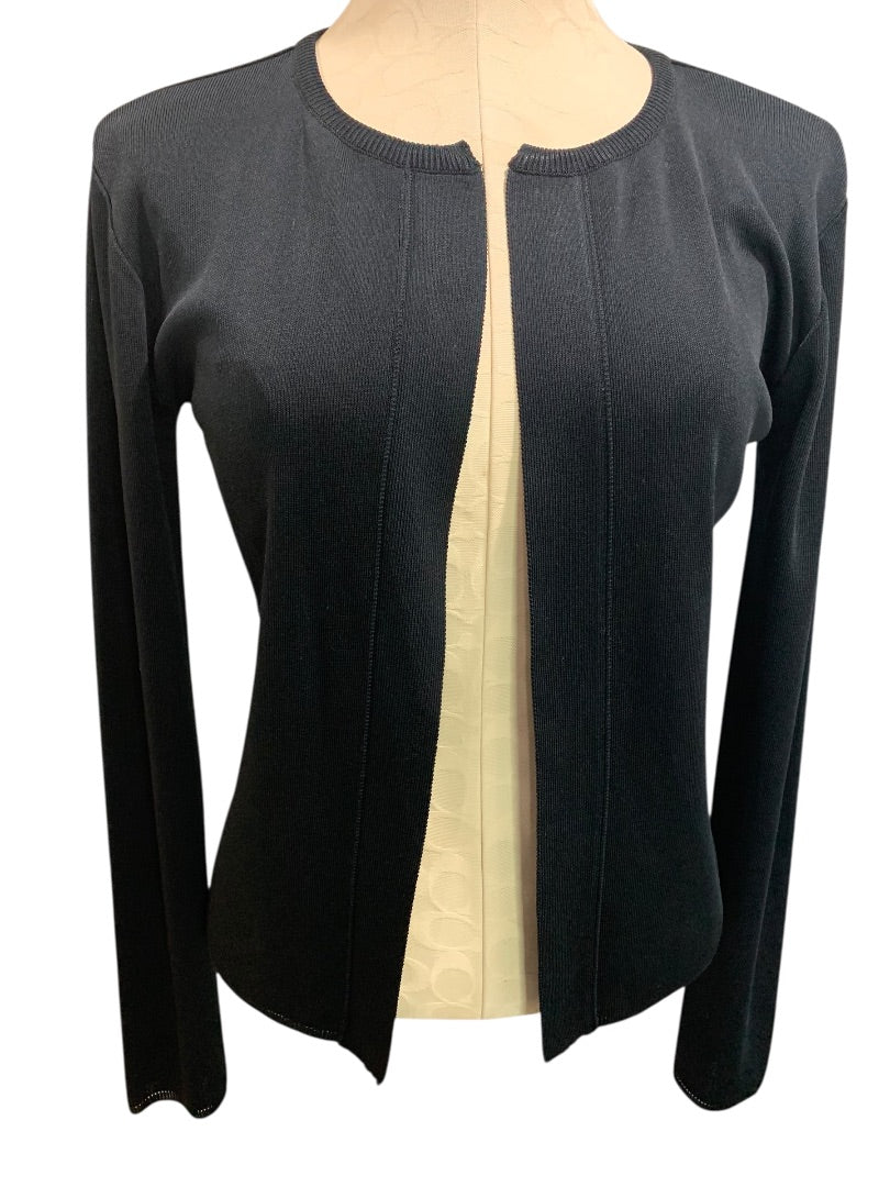 Small Asahi Kasei Womens Black Open Lightweight Cardigan Sweater Japan