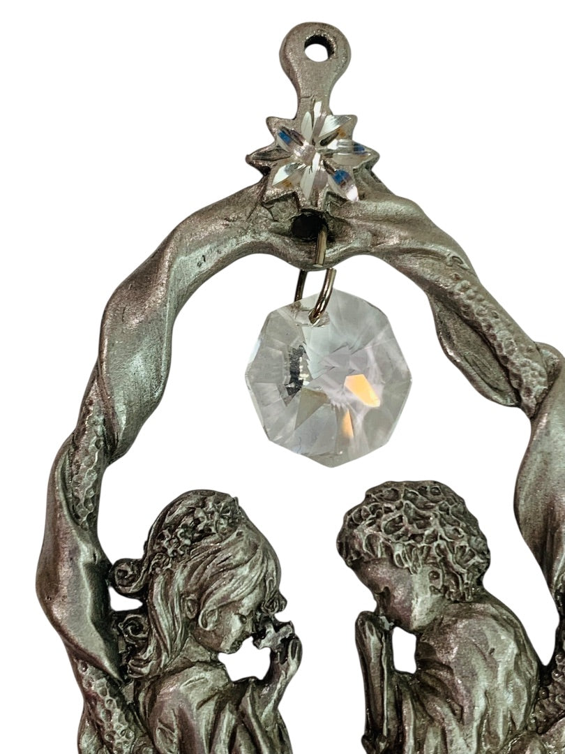 Spoontiques Pewter Ornament Suncatcher Prism God Bless Our Children 3.25" #2387