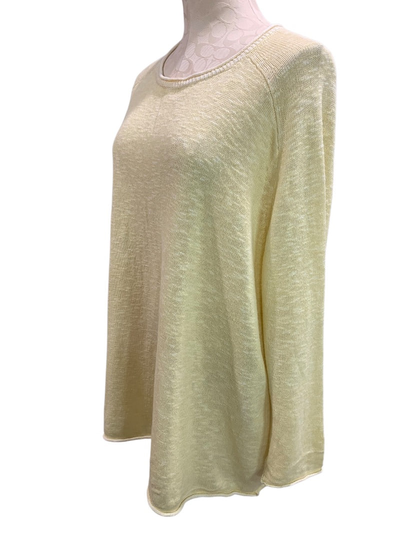 XL Eileen Fisher Womens Light Yellow Sweater Tunic Organic Linen Blend