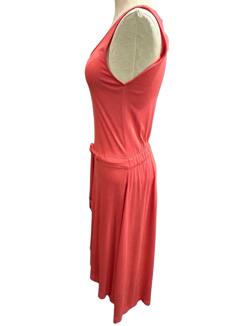 Small Gap Coral Jersey Knit Dress Soft Sleeveless Tie Waist