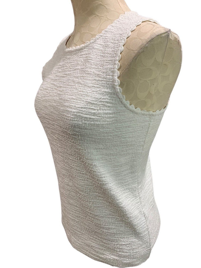 XS J.Crew Womens White Stretch Tweedy Sleeveless Shirt AJ095