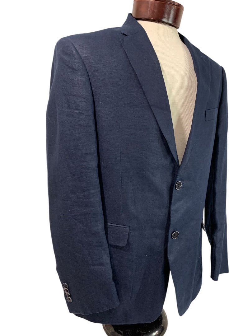 38R Tommy Hilfiger Mens Navy Blue Linen Sport Coat Jacket