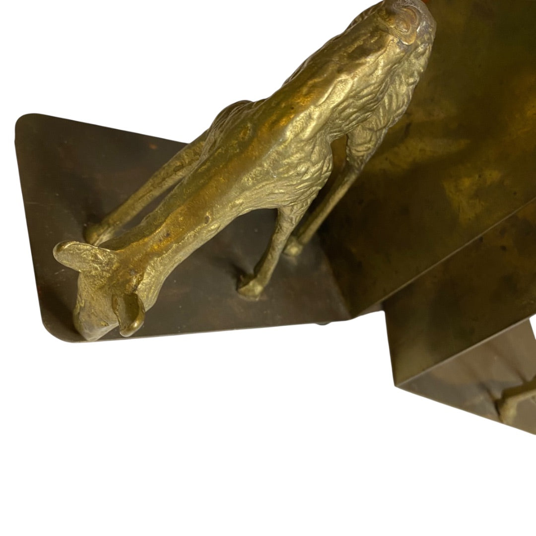 Vintage Brass Deer Bookends Buck and Doe Bookends Book Support Brackets