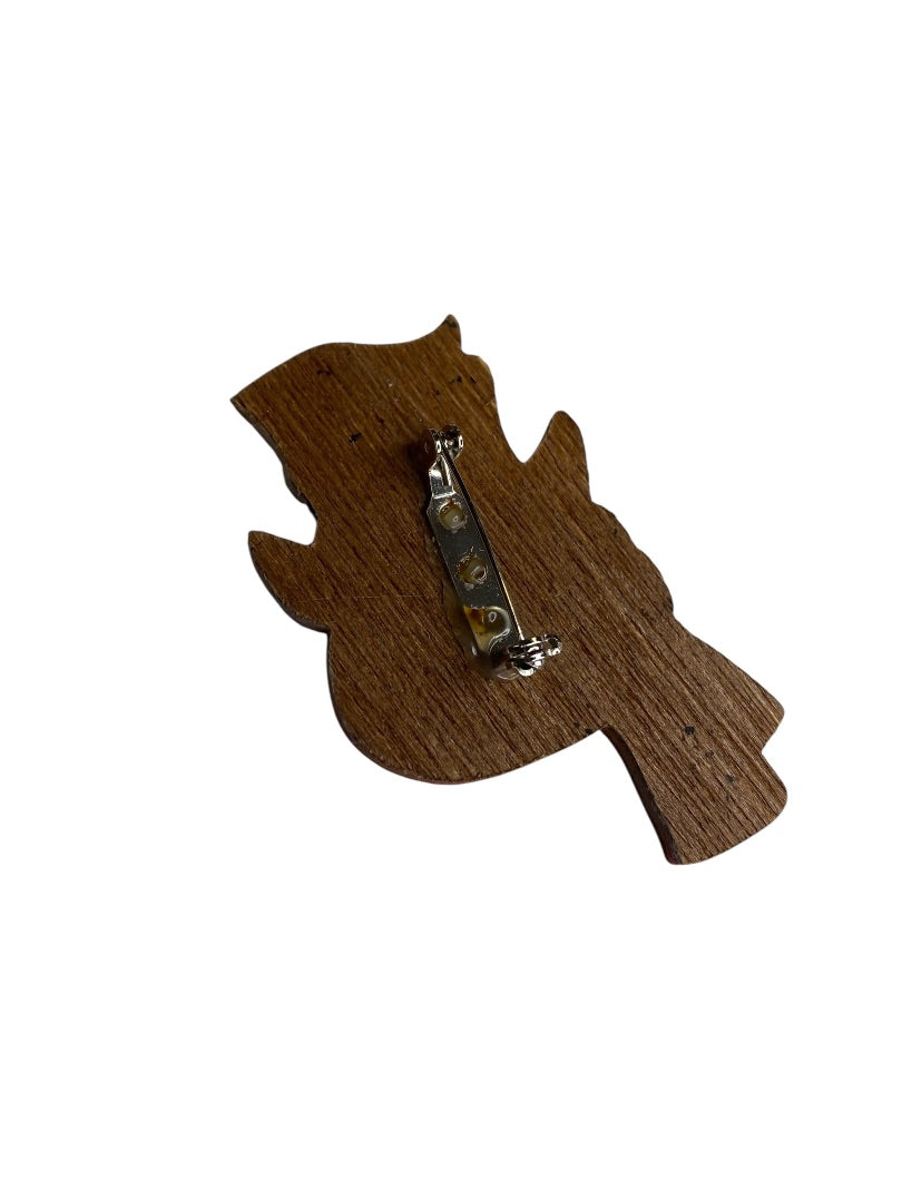 Snowman Brooch Lightweight Wood 2.5" Pin Winter Something to Crow About