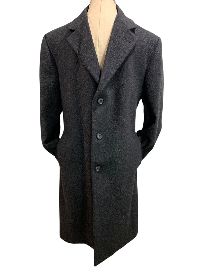Size 42S Stafford Performance Mens Wool Blend Charcoal Overcoat Short