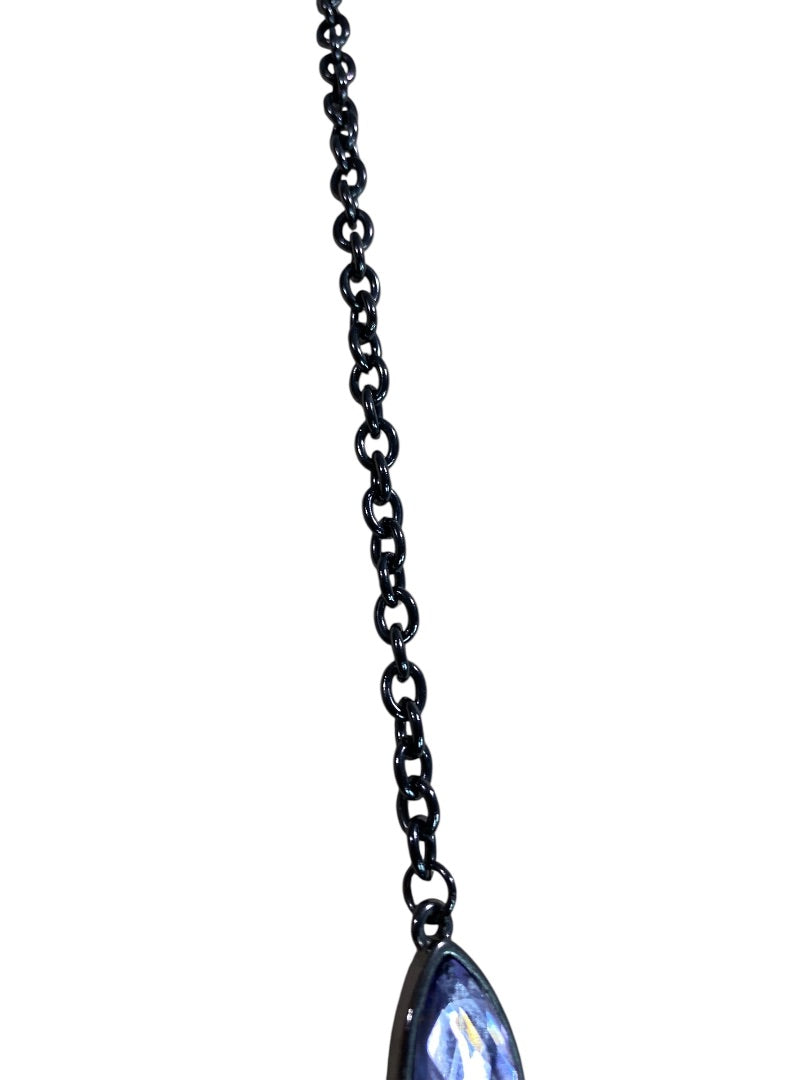 Pewter Color Orchid Necklace Lays Flat 35" Lobster Clasp