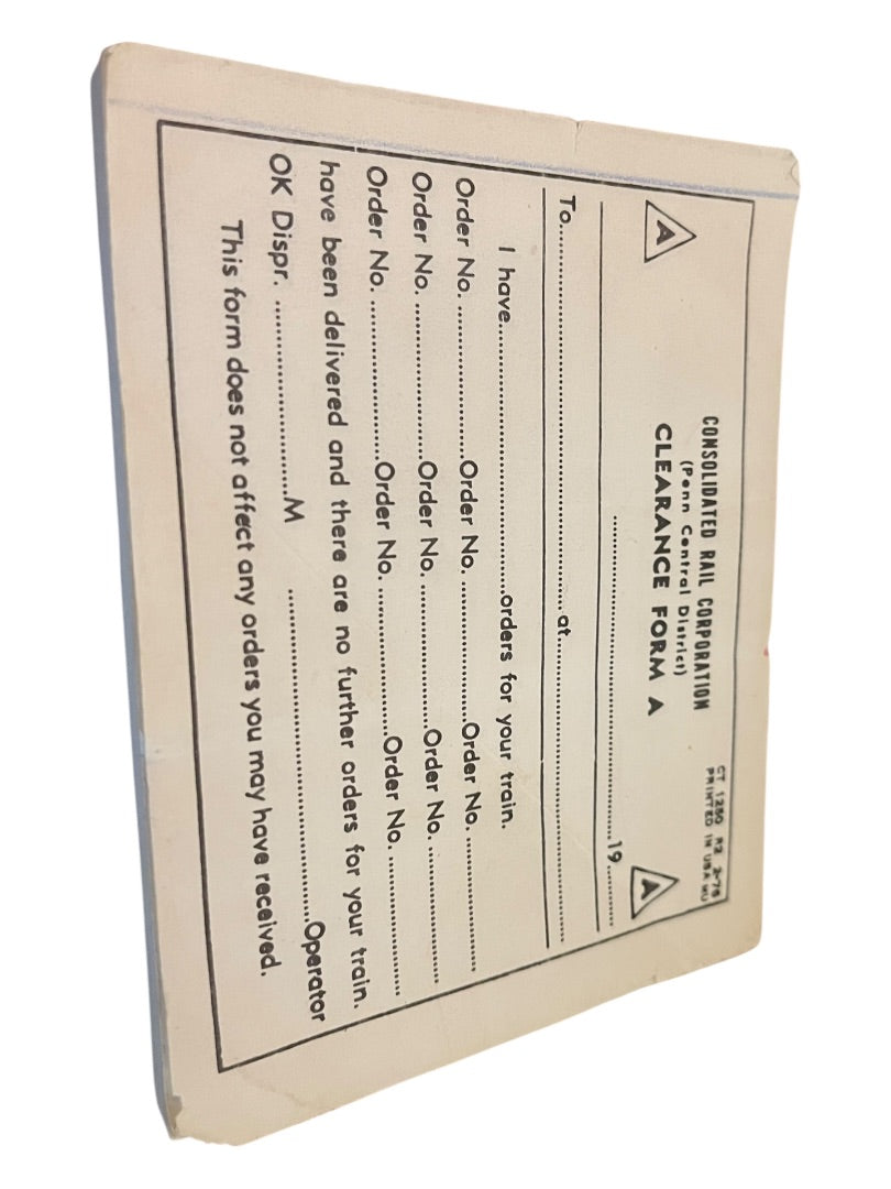 Consolidated Rail Corp Penn Central District Clearance Form A Pack