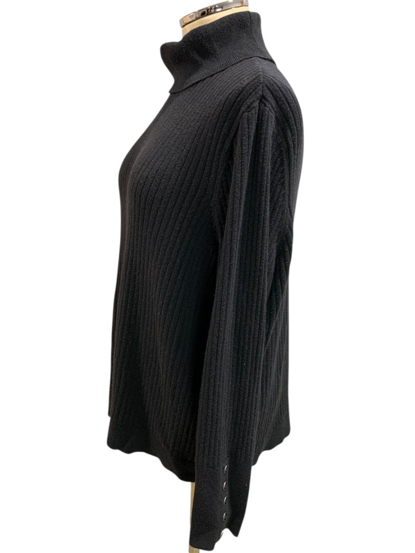 Size 2X Talbots Plus Womens Ribbed Black Turtleneck Sweater