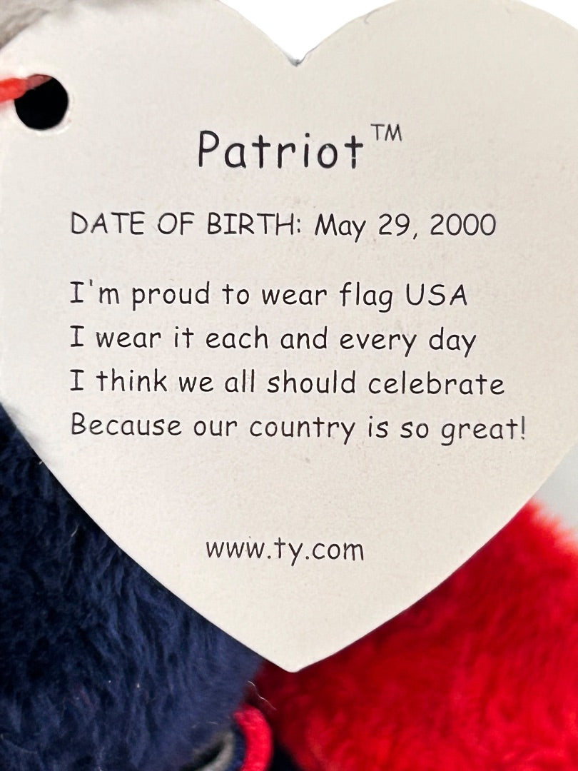 Ty Beanie Baby Original 2000 Patriot Bear Stuffed Animal Tags