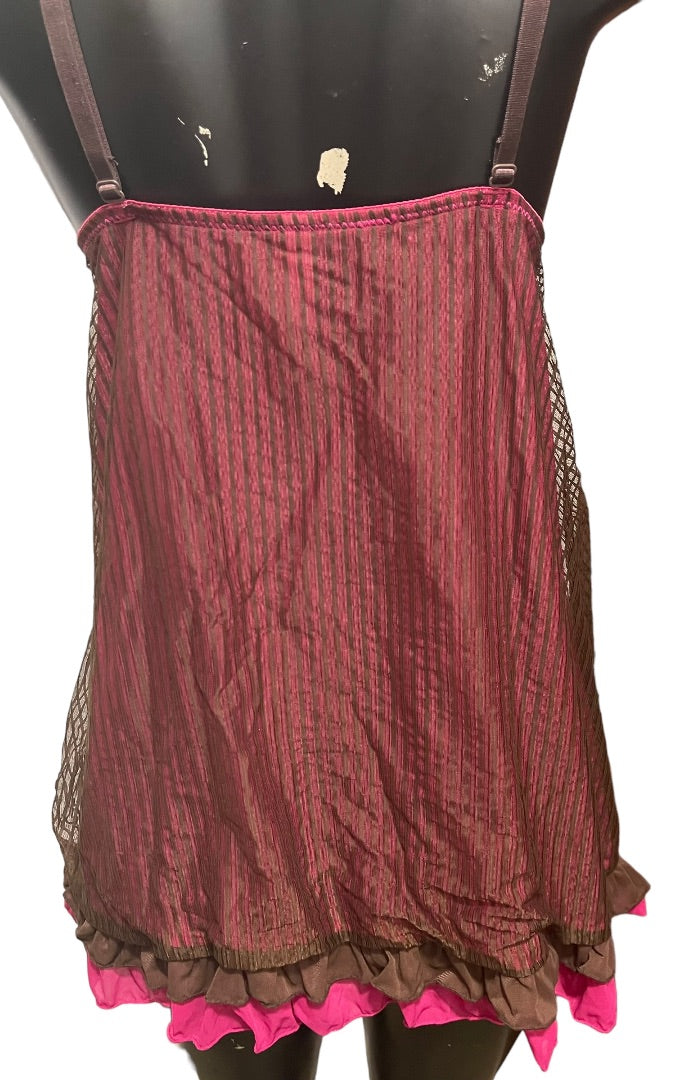 18/20 Cacique Ruffled Strap Pink Lining Sleepwear Nightie Camisole