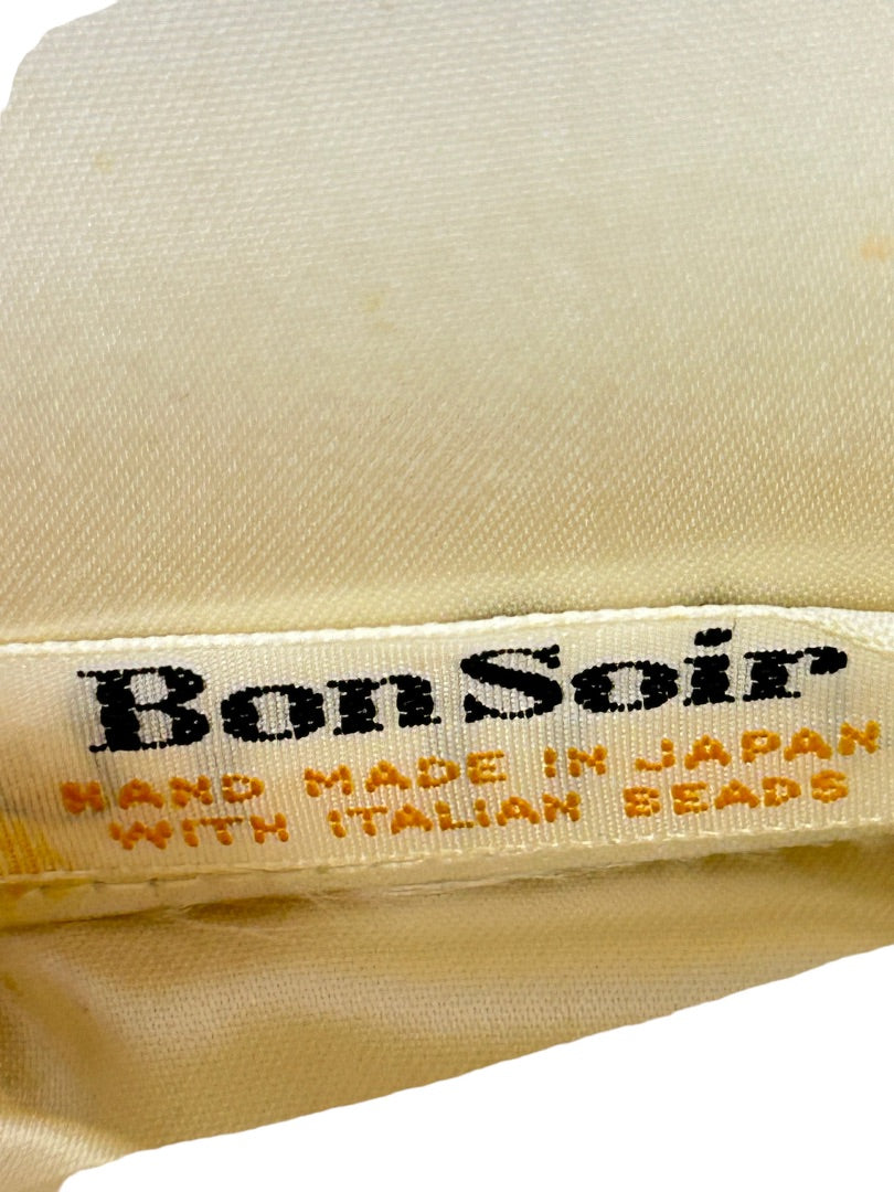 Bon Soir Vintage 1950s Beaded Clutch Handbag Hand Made in Japan Italian Beads Wedding