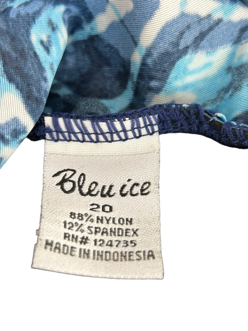 Size 20 Bleu Ice Women's Plus Size New Bathing Suit Swimwear Blue Print