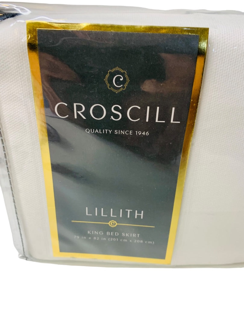 Croscill Lillith White Dove King Bed Skirt 79" X 82" + 15" Drop